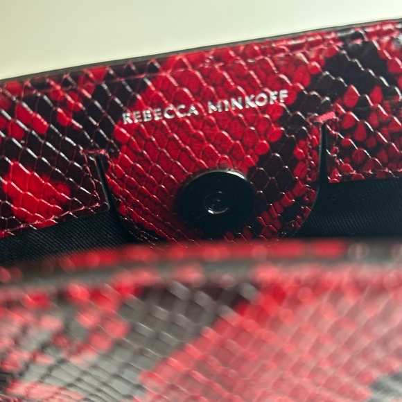 Rebecca Minkoff Burgundy Black Snake Print Leather Small Shoulder Crossbody Bag - Picture 13 of 14